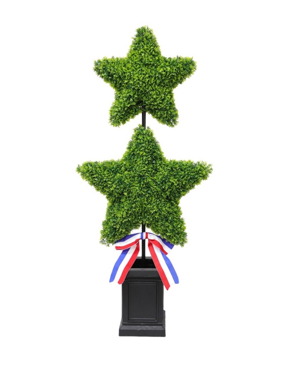 Patriotic Two Star Topiary 4ft Outdoor Faux Greenery - Way To Celebrate